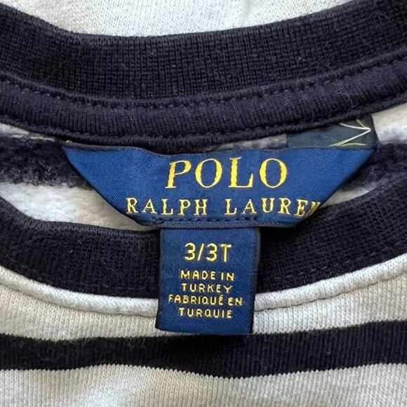 RALPH LAUREN Sweater Dress Girls Striped Nautical Polo Bear Fleece Lined Toddler - Picture 4 of 12